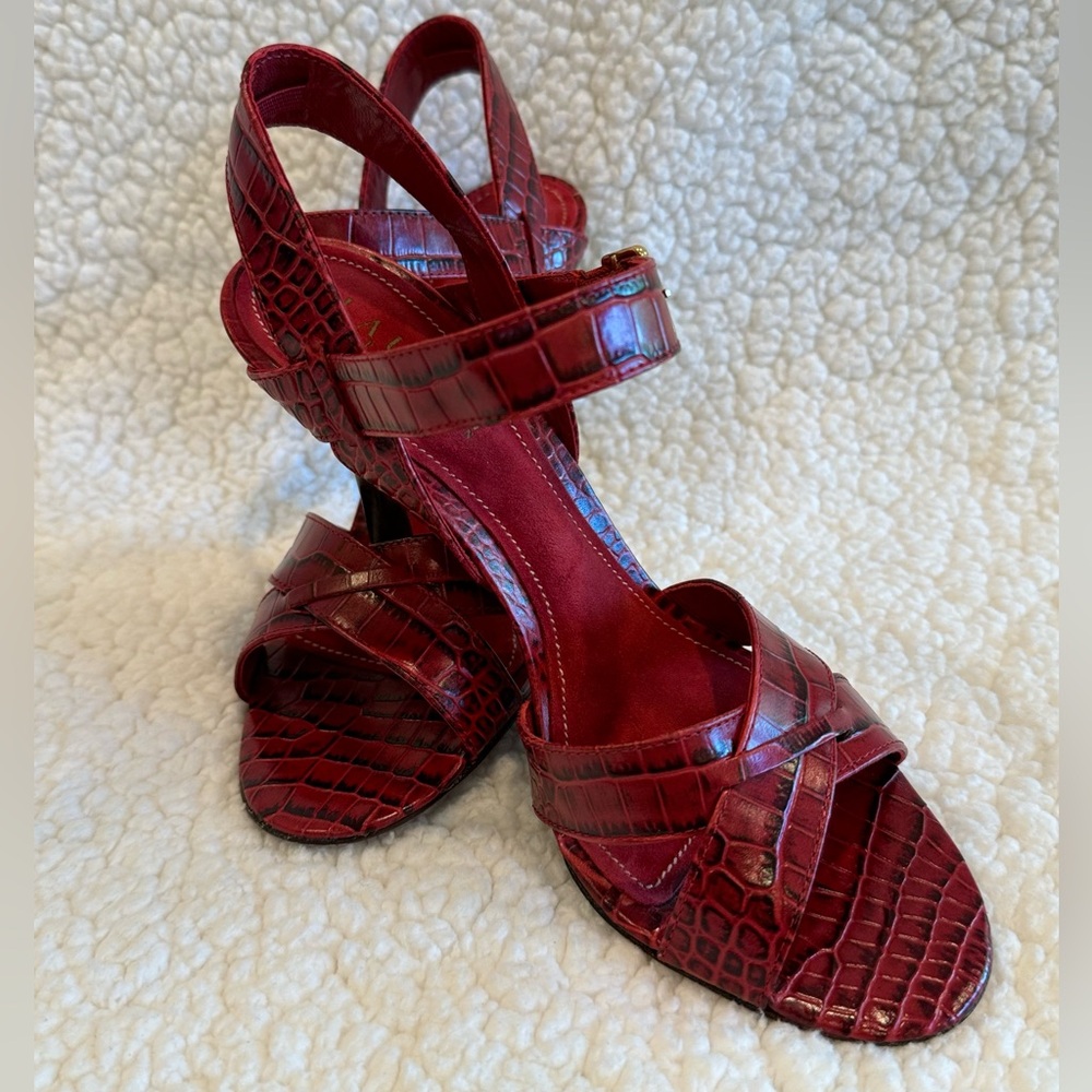 NEW Ralph Lauren - Lauren alligator embossed open toe Sandals - Picture 12 of 13